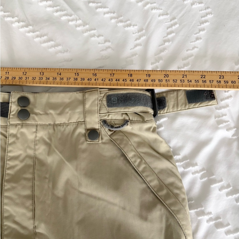 RIDE SNOWBOARD PANTS WATERPROOF KHAKI TAPERED SEAMS ADJUSTABLE WAIST SZ WOMEN M - Picture 4 of 16